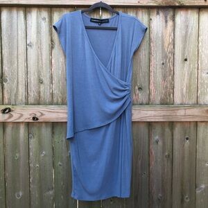 Stowaway Collection Ribbed Maternity Dress Size XL Blue Cap Sleeve Knee Length